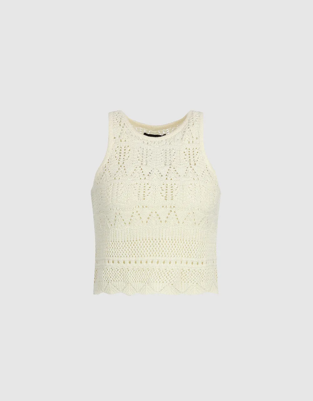 Crochet Crew Neck Knitted Tank Top sold by Urban Revivo product image thumbnail 2