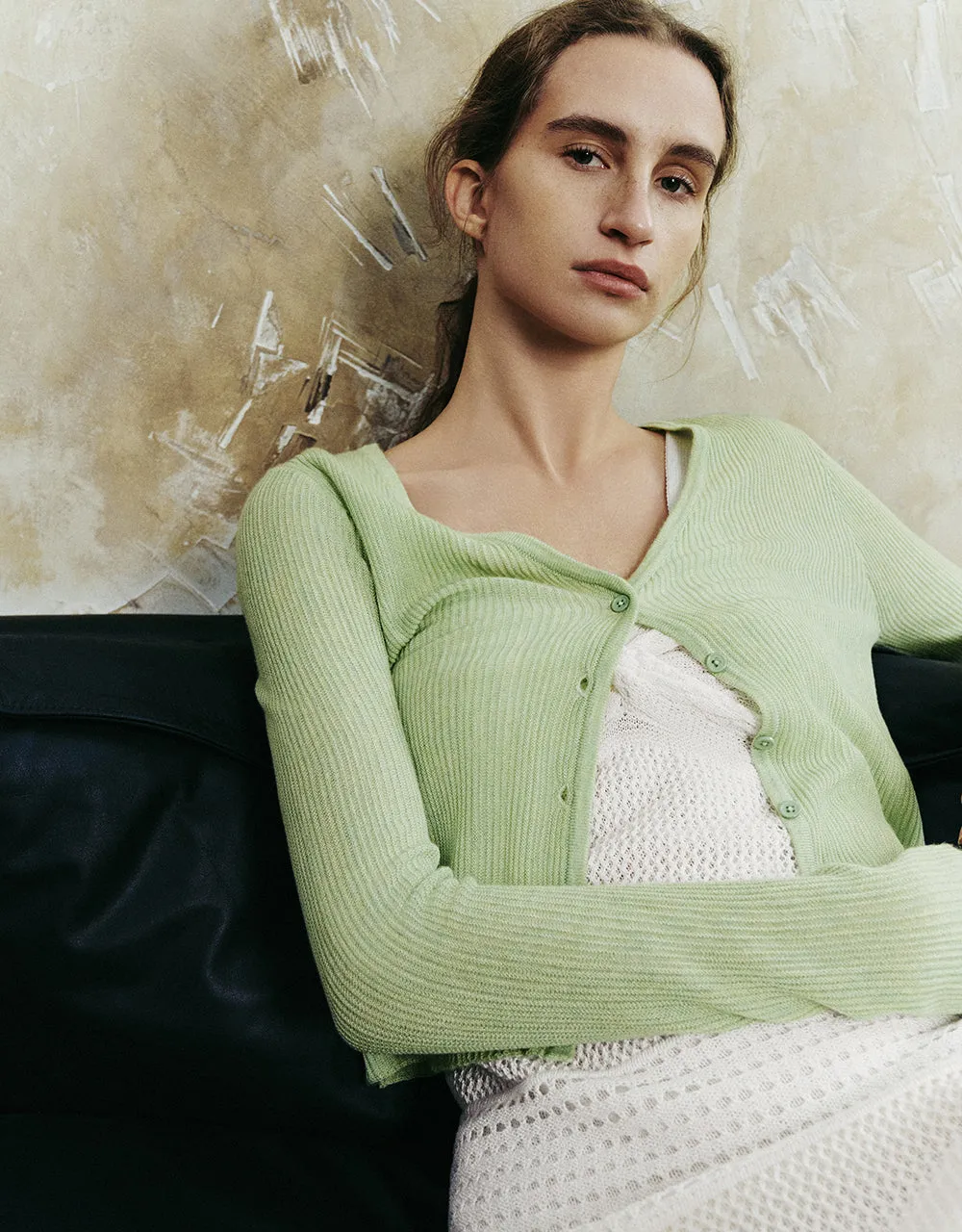 Skinny V-Neck Knitted Cardigan sold by Urban Revivo product image thumbnail 3