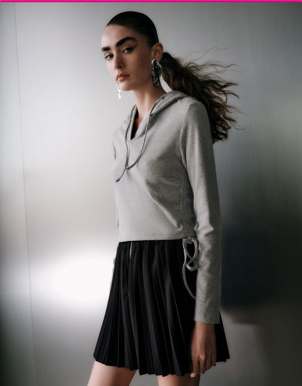 V-Neck Drawstring Hoodie sold by Urban Revivo product image thumbnail 3