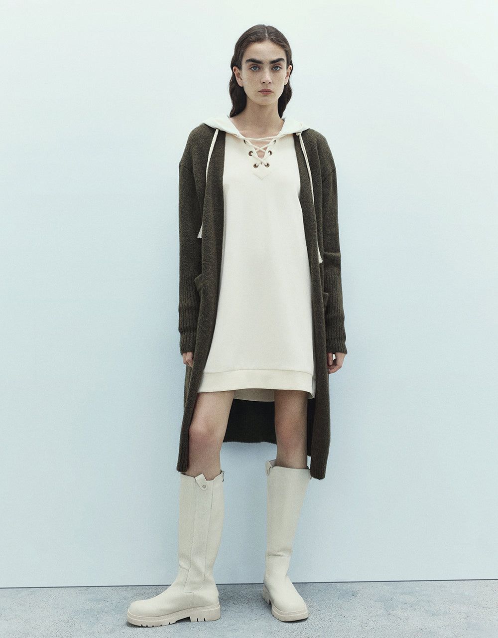 Drop Shoulder Sleeve Open Front Knitted Cardigan sold by Urban Revivo