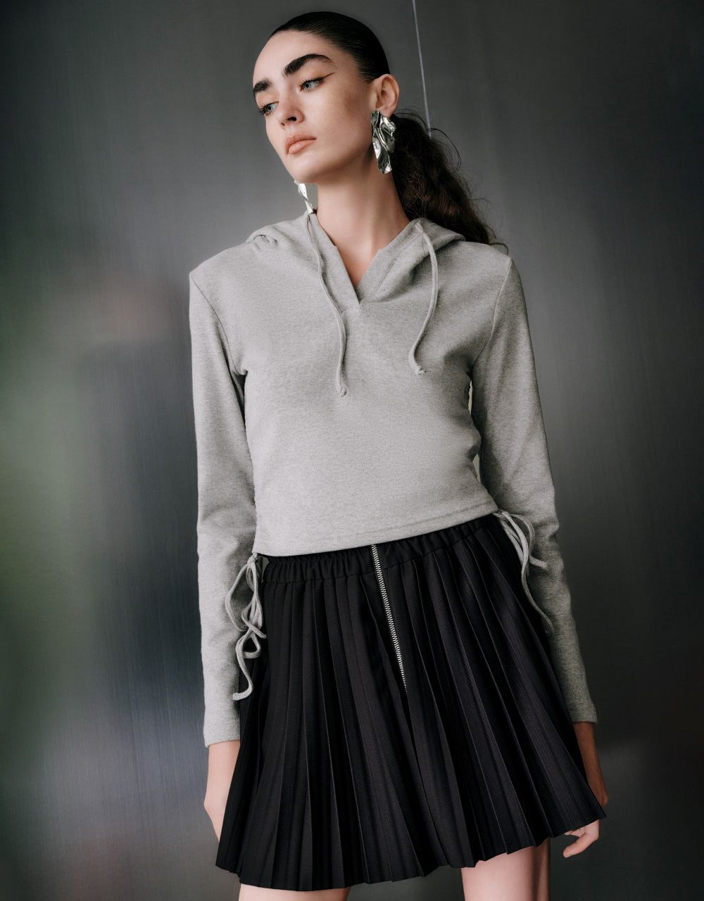 V-Neck Drawstring Hoodie sold by Urban Revivo