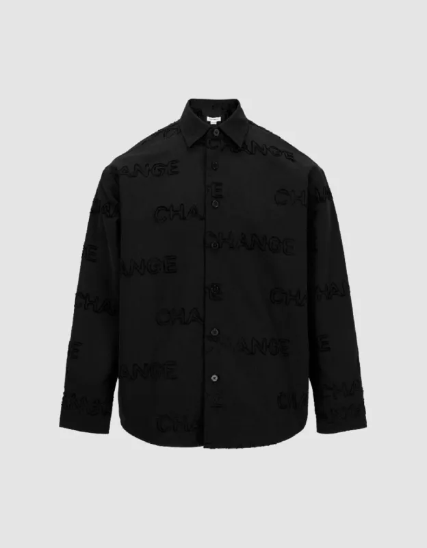 Letter Printed Button Up Oversized Shirt sold by Urban Revivo
