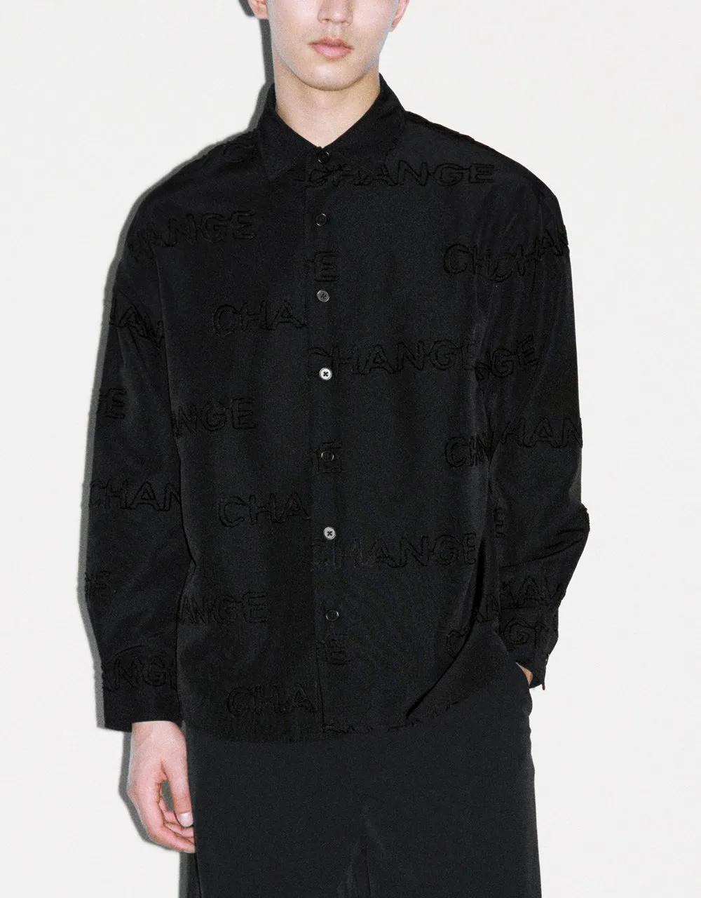 Letter Printed Button Up Oversized Shirt sold by Urban Revivo product image thumbnail 2