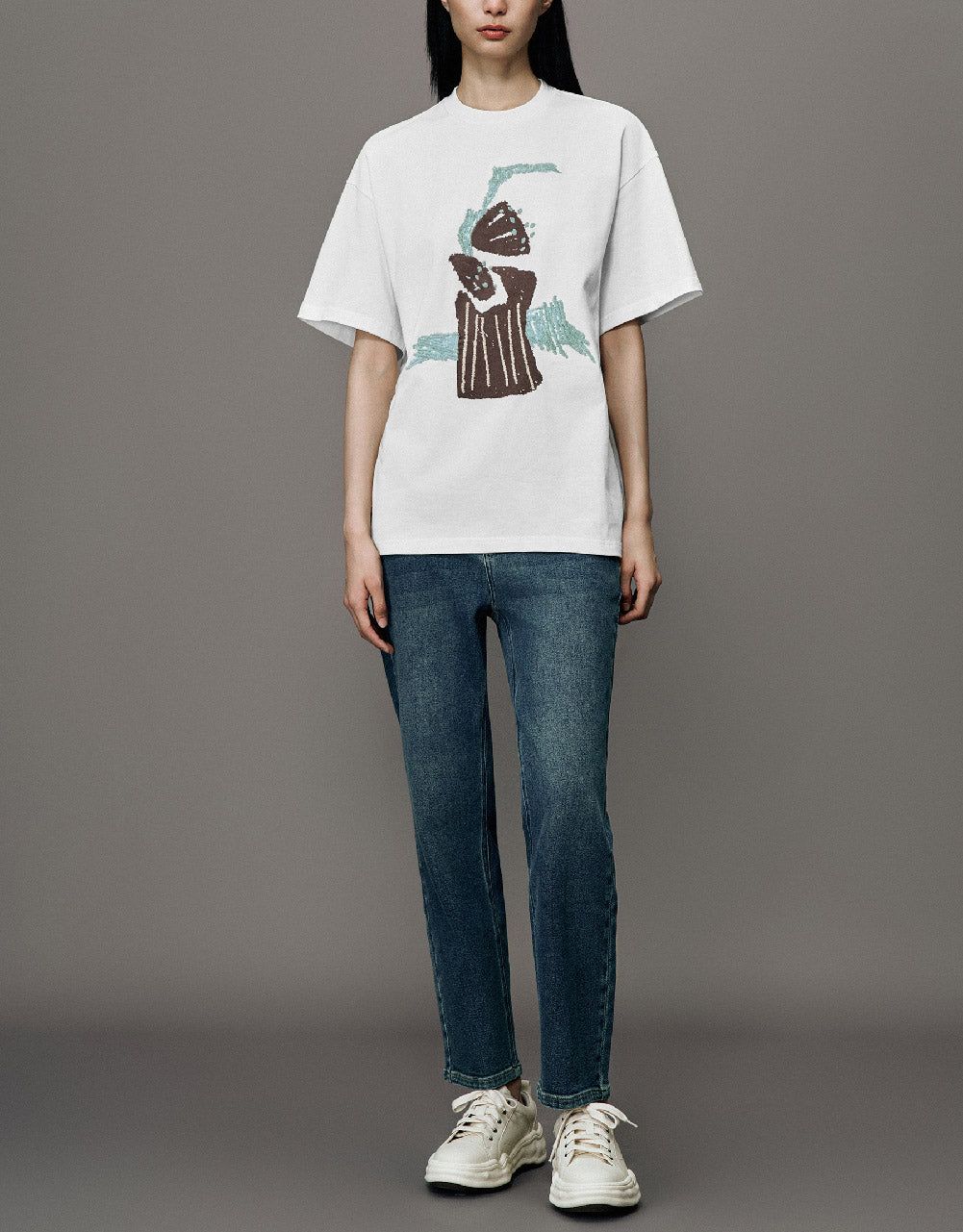 Printed Crew Neck Straight T-Shirt sold by Urban Revivo product image thumbnail 5