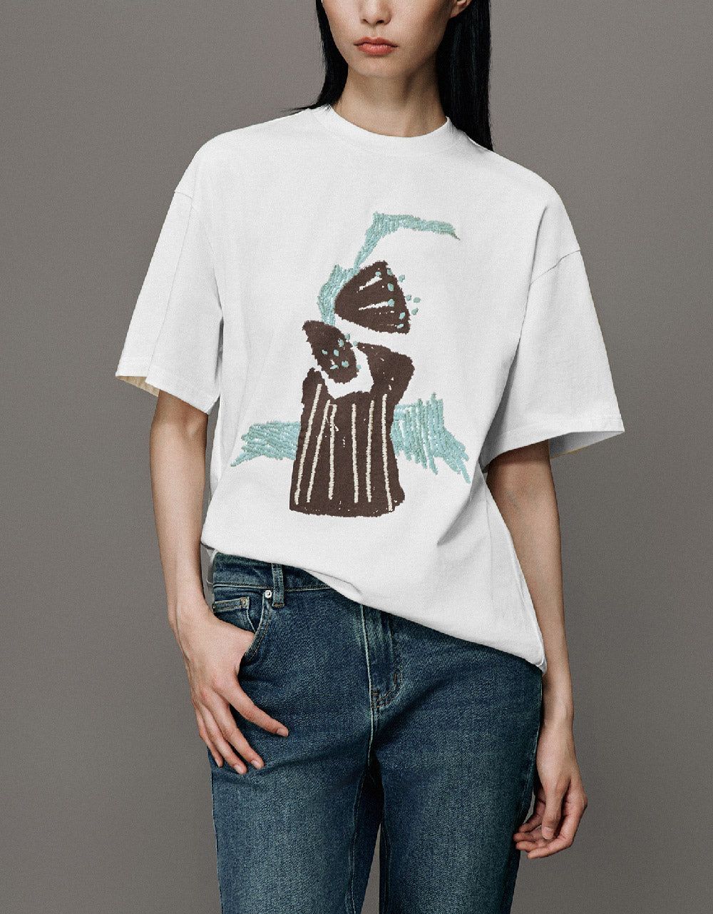 Printed Crew Neck Straight T-Shirt sold by Urban Revivo product image thumbnail 2