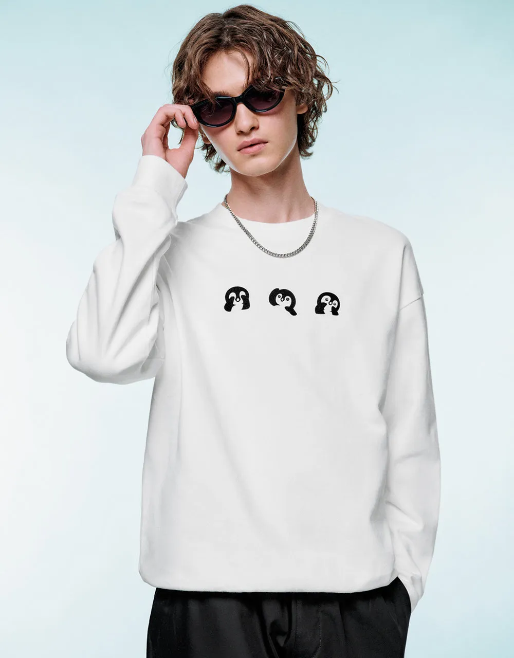 Penguins Printed Crew Neck Sweatshirt sold by Urban Revivo