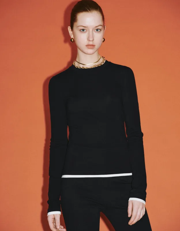 Crew Neck Knitted Skinny T-Shirt sold by Urban Revivo