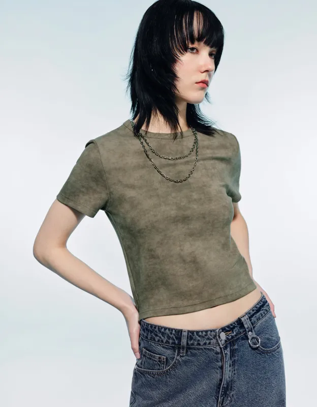 Printed Crew Neck Skinny T-Shirt sold by Urban Revivo