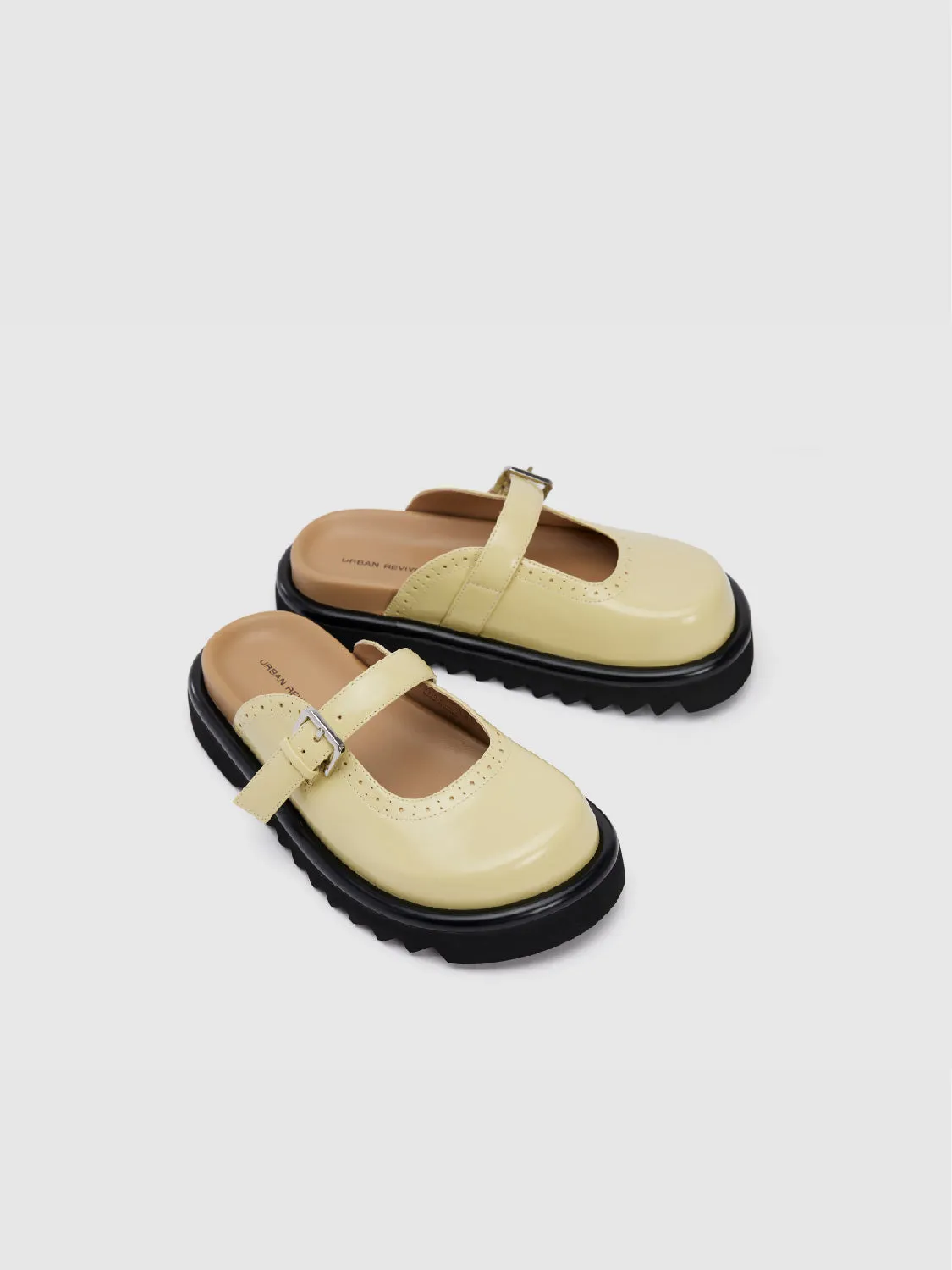 Vegan Leather Round Toe Slippers sold by Urban Revivo