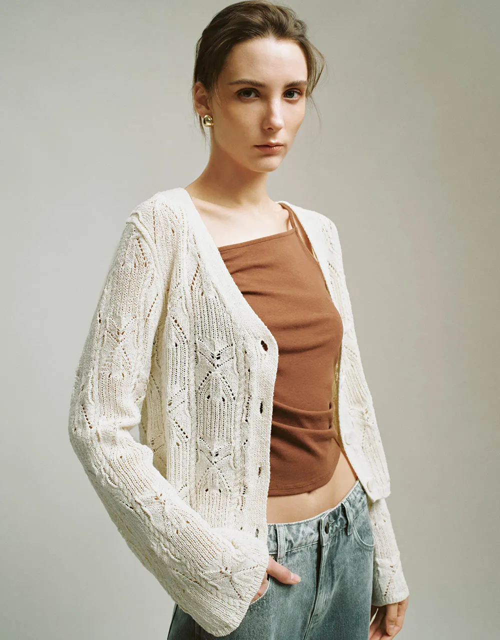 V-Neck Knitted Cardigan sold by Urban Revivo product image thumbnail 3