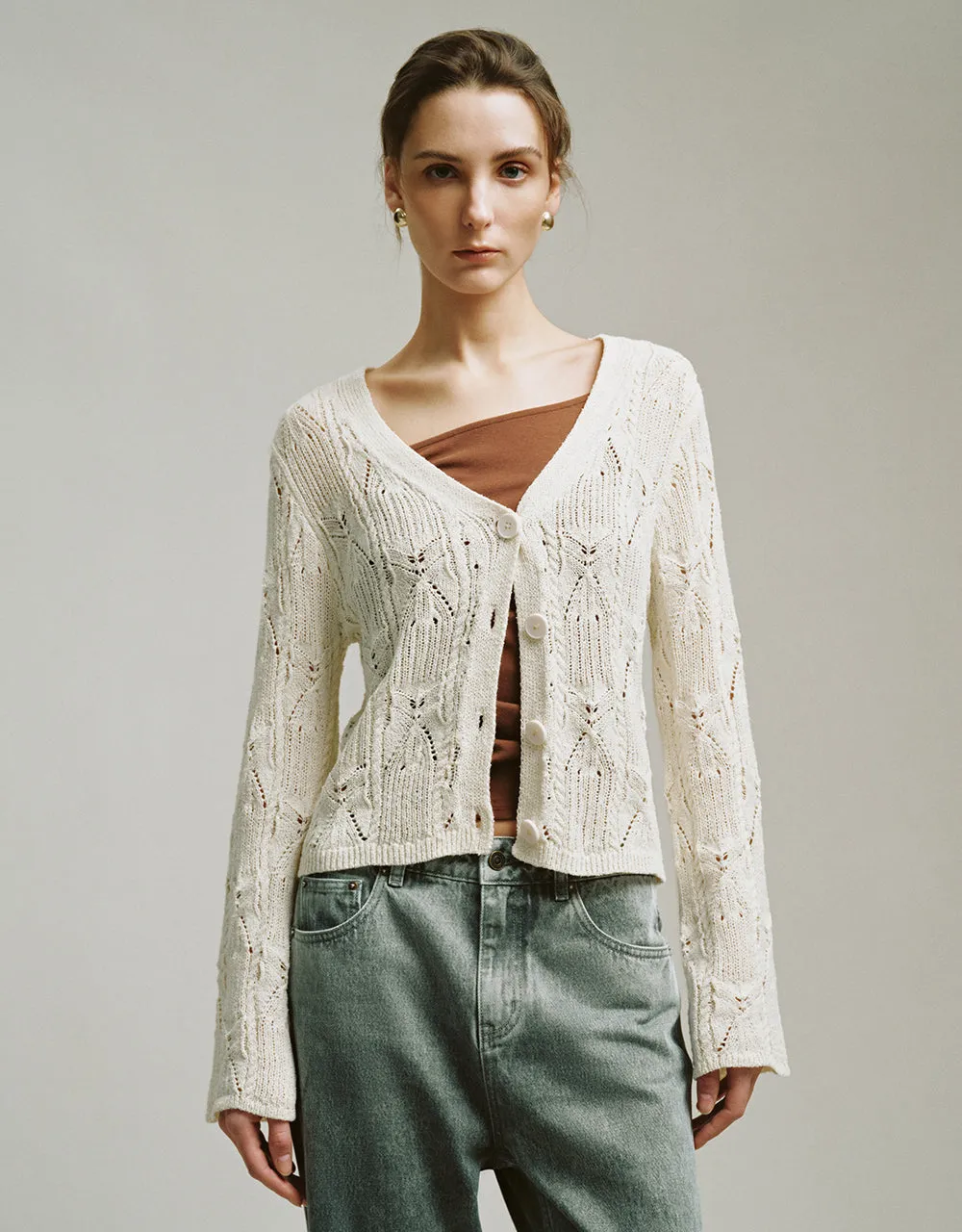 V-Neck Knitted Cardigan sold by Urban Revivo