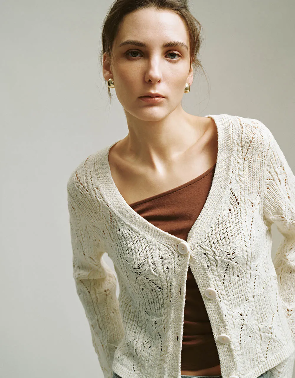 V-Neck Knitted Cardigan sold by Urban Revivo product image thumbnail 4