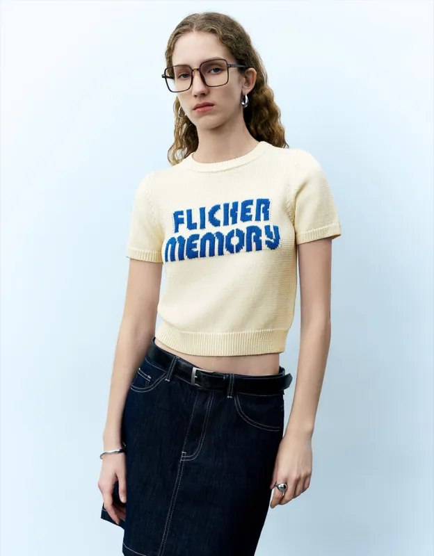 Letter Printed Crew Neck Knitted T-Shirt sold by Urban Revivo