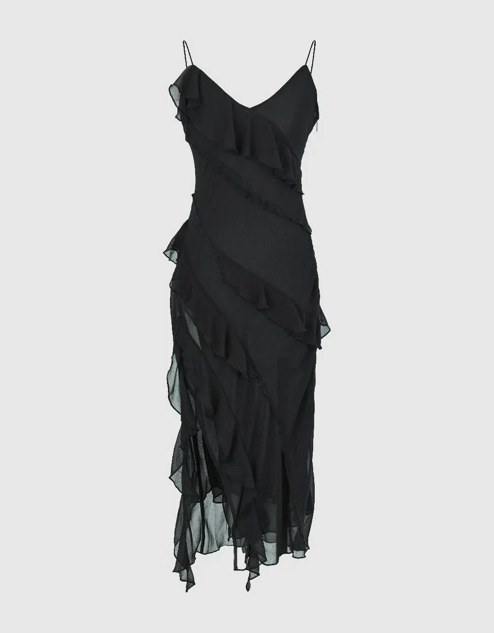 Ruffle Sleeveless V-Neck Skinny Dress sold by Urban Revivo product image thumbnail 4