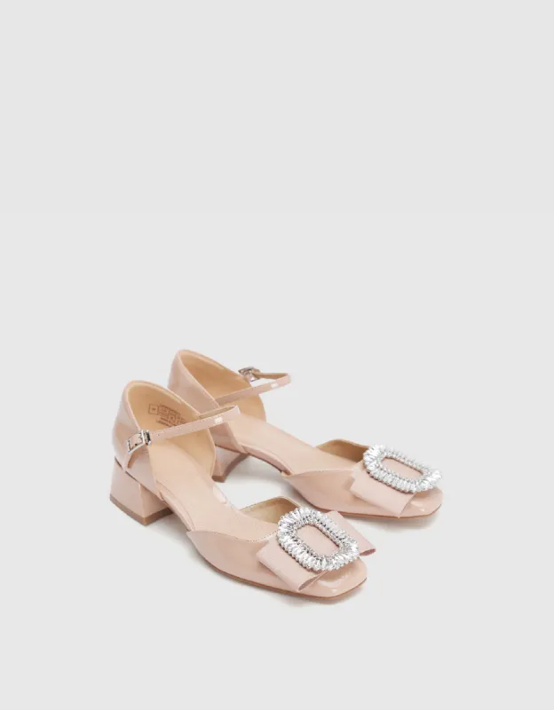 Rhinestone Décor Square Toe Slingbacks sold by Urban Revivo