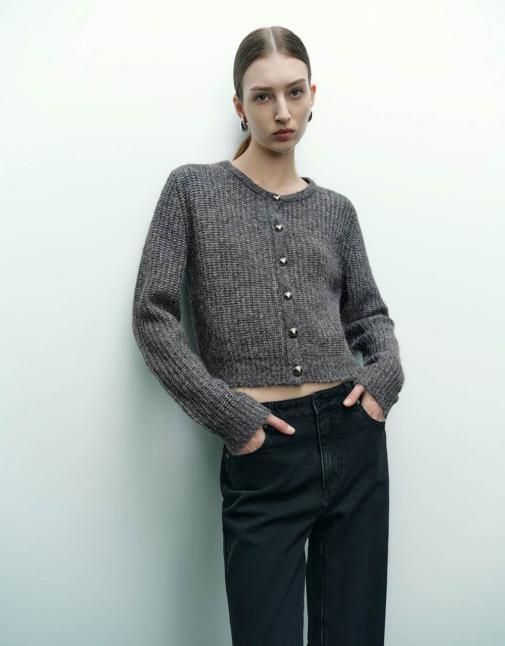 Crew Neck Knitted Cardigan sold by Urban Revivo product image thumbnail 3