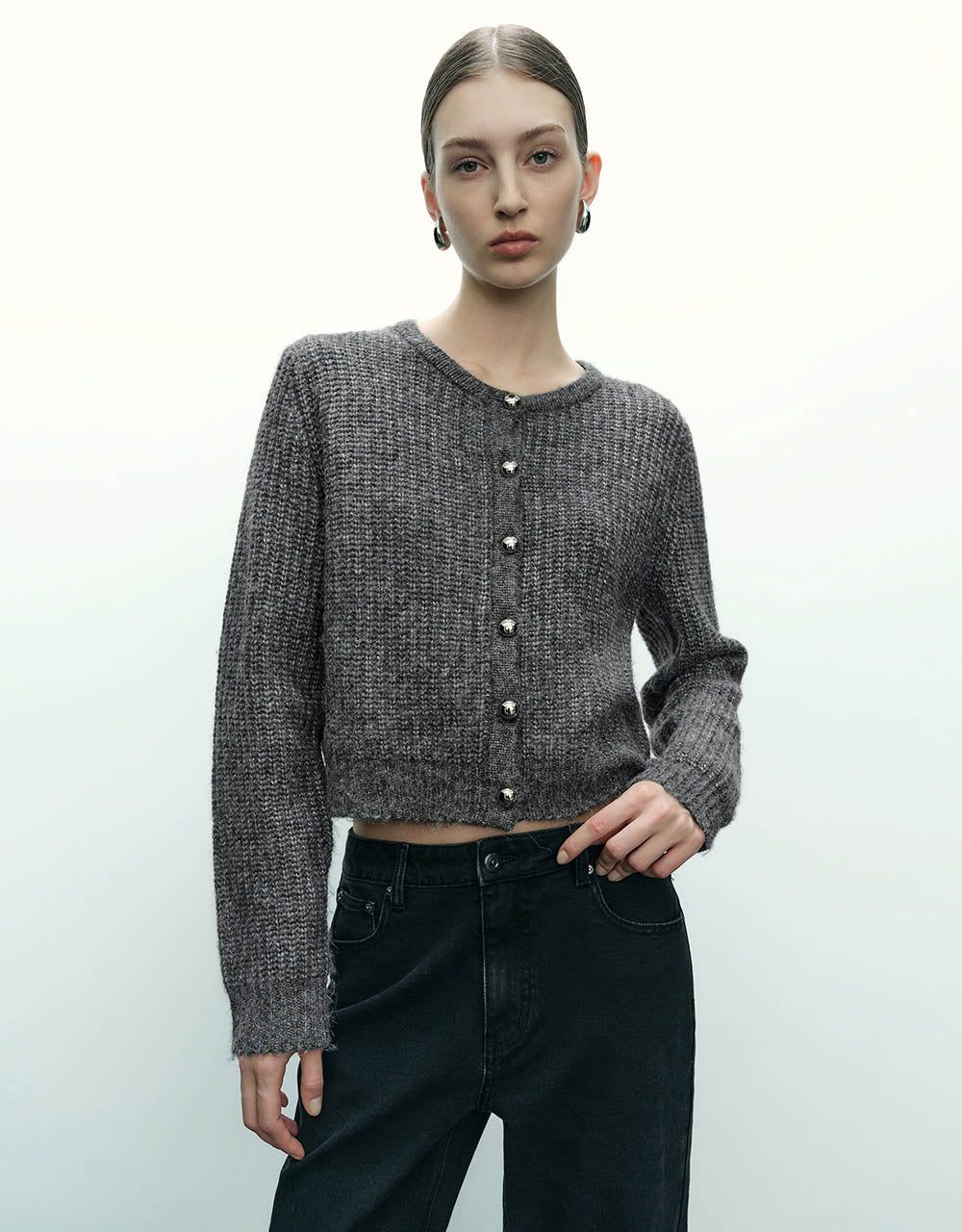 Crew Neck Knitted Cardigan sold by Urban Revivo