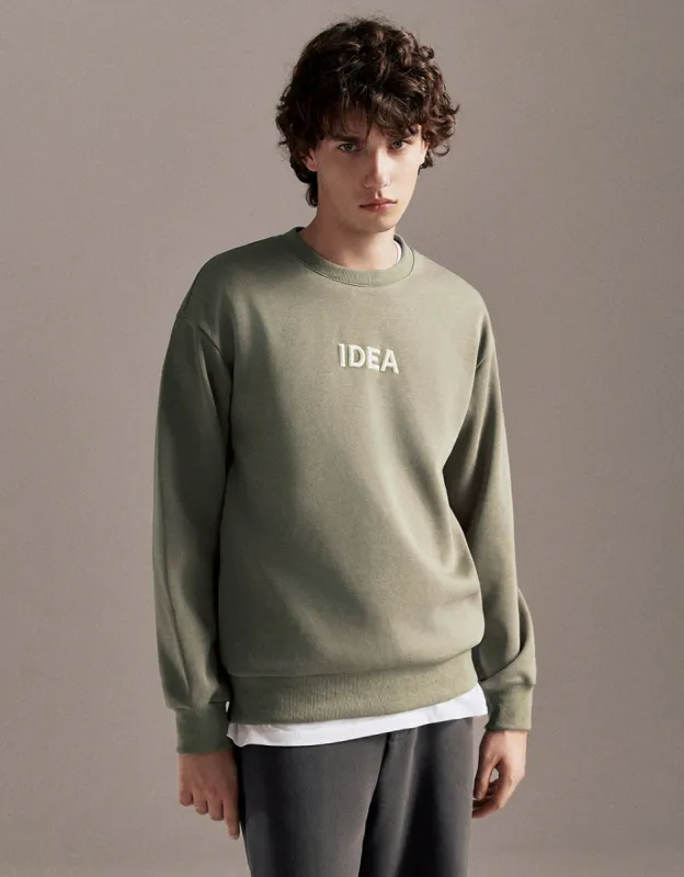 Letter Embossed Loose Sweatshirt made by Urban Revivo