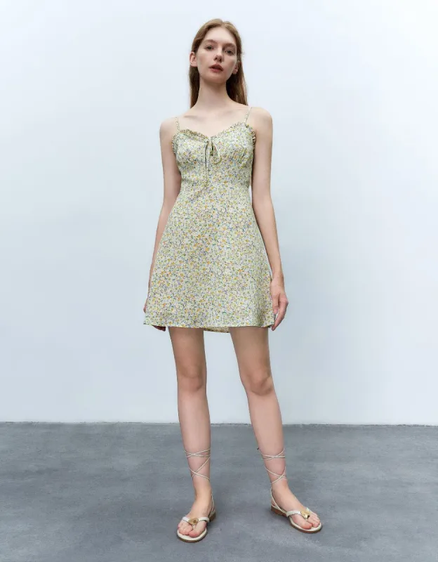 Floral U Neck A-Line Dress sold by Urban Revivo