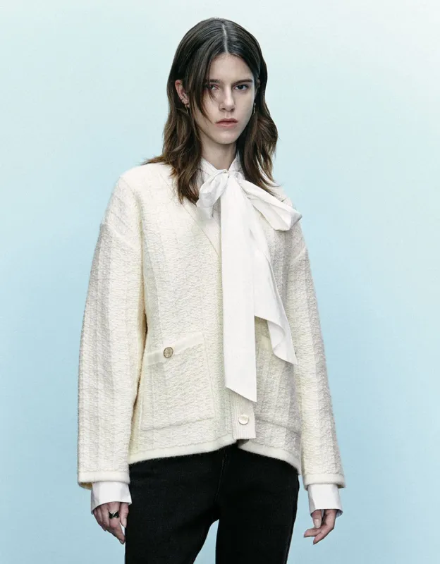 Drop Shoulder Sleeve V-Neck Knitted Cardigan sold by Urban Revivo