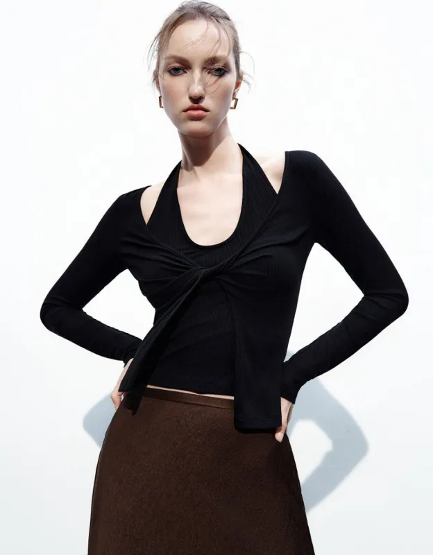 2 In 1 Twist Front Skinny T-Shirt sold by Urban Revivo