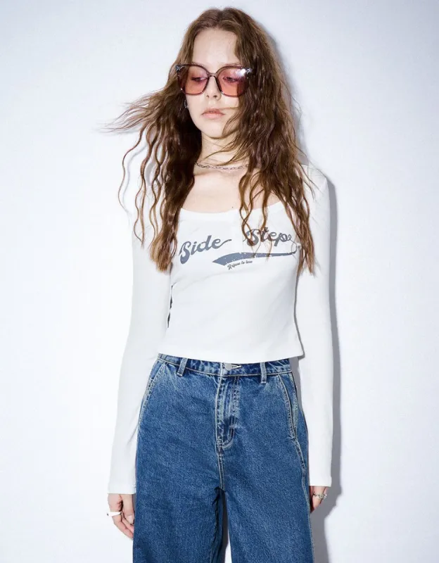 Letter Printed U Neck Knitted T-Shirt sold by Urban Revivo