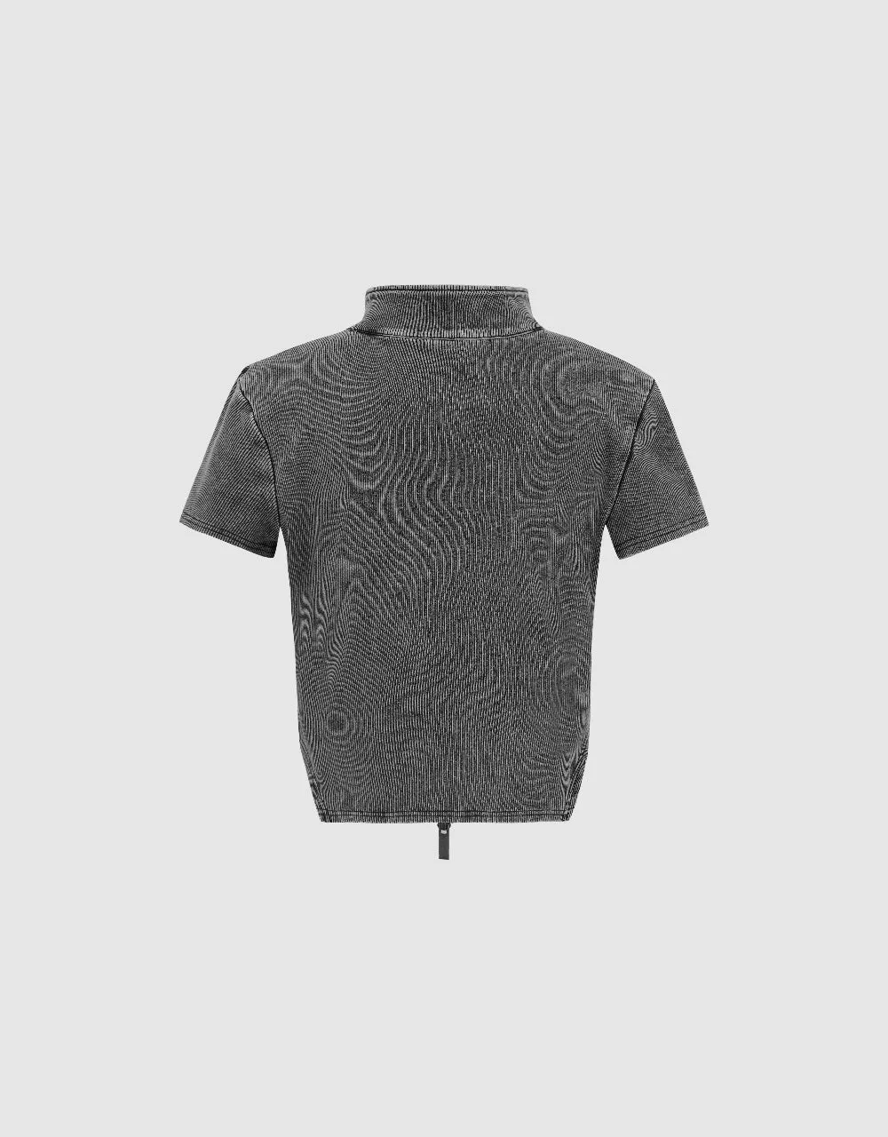 Zipper Front Stand Collar Knitted Shirt sold by Urban Revivo product image thumbnail 5