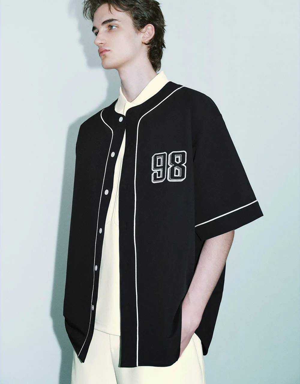 Crew Neck Button Up Oversized Shirt sold by Urban Revivo product image thumbnail 3