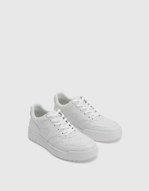 Vegan Leather Round Toe Sneakers sold by Urban Revivo