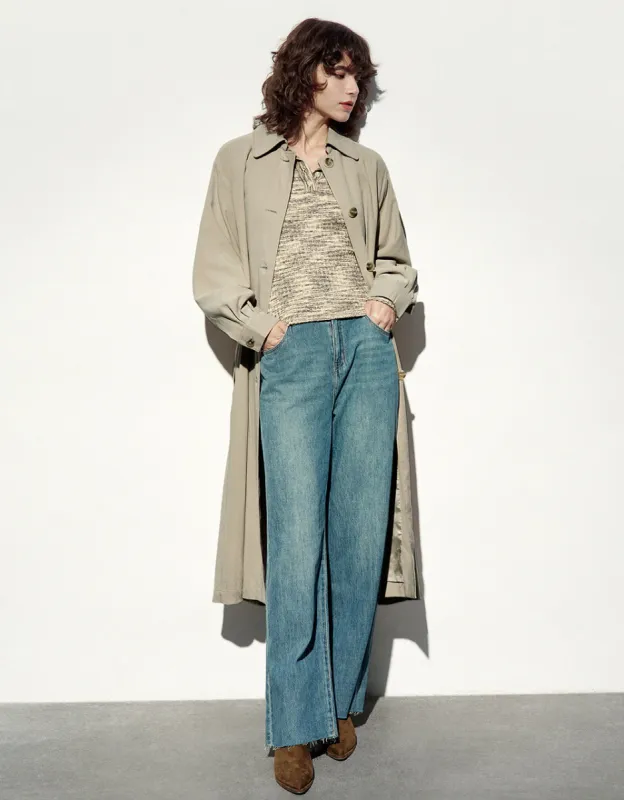 Straight Longline Coat With Belt sold by Urban Revivo