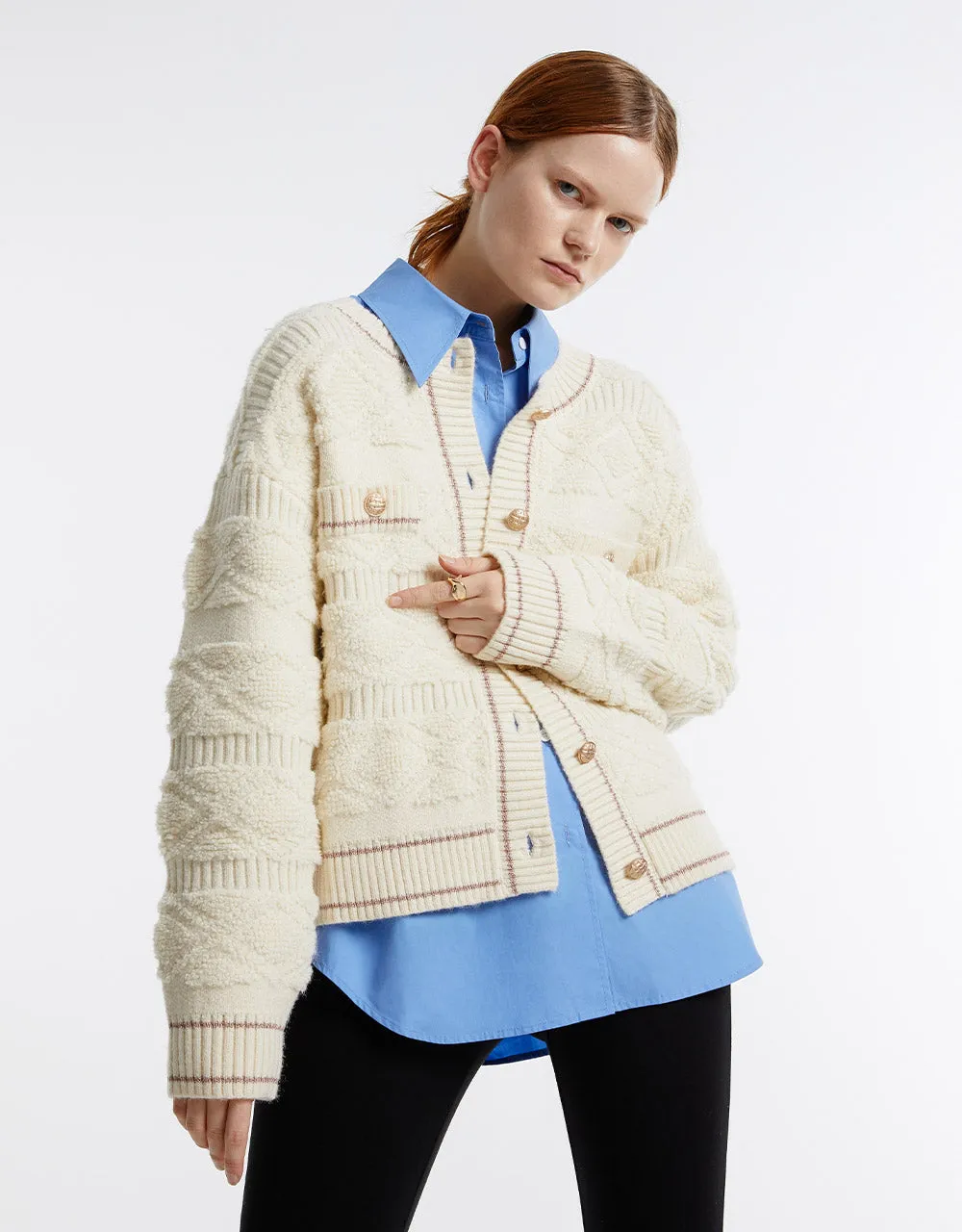 Metallic Button Textured Cardigan sold by Urban Revivo product image thumbnail 2