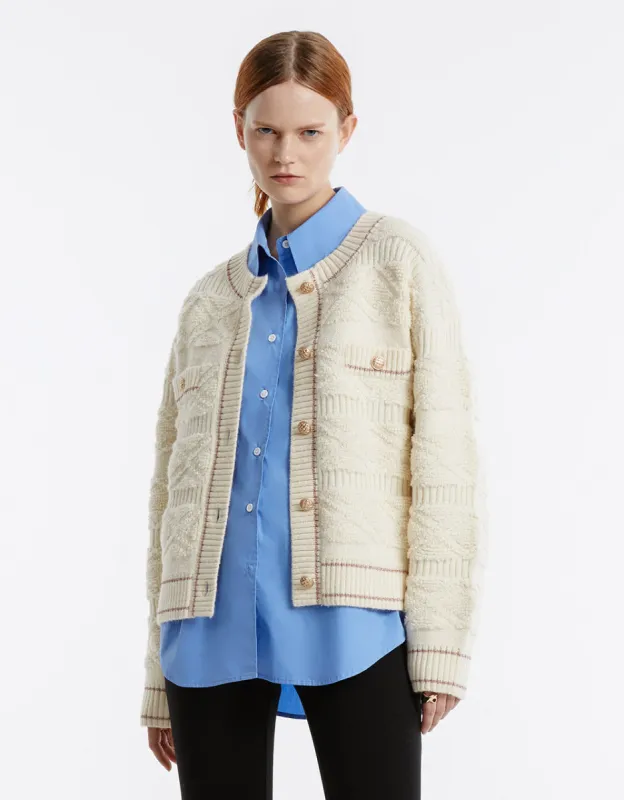 Metallic Button Textured Cardigan sold by Urban Revivo