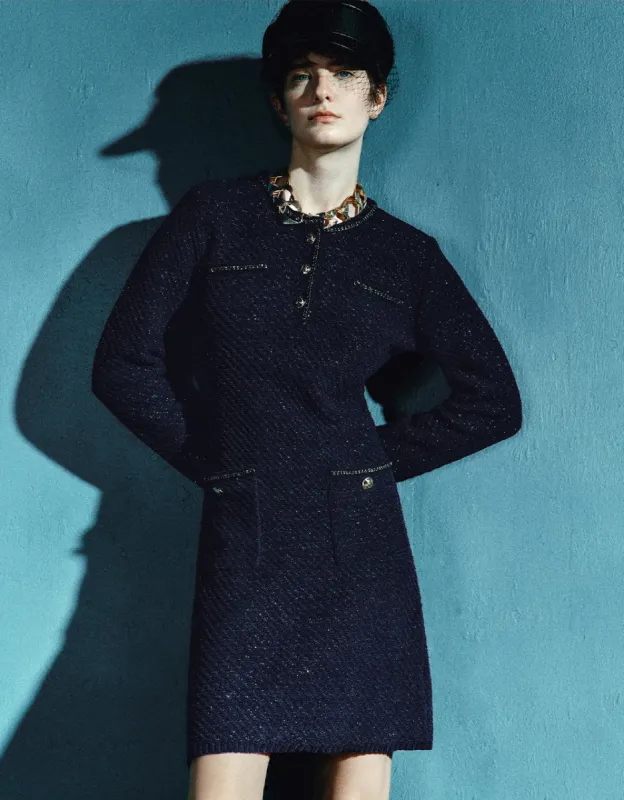 Tweed Crew Neck Knitted Dress sold by Urban Revivo