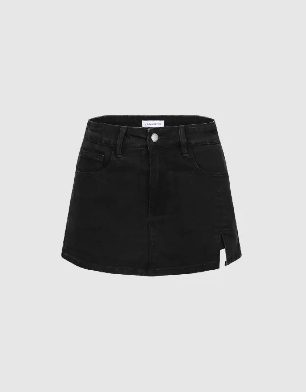 Split Hem Denim Shorts sold by Urban Revivo