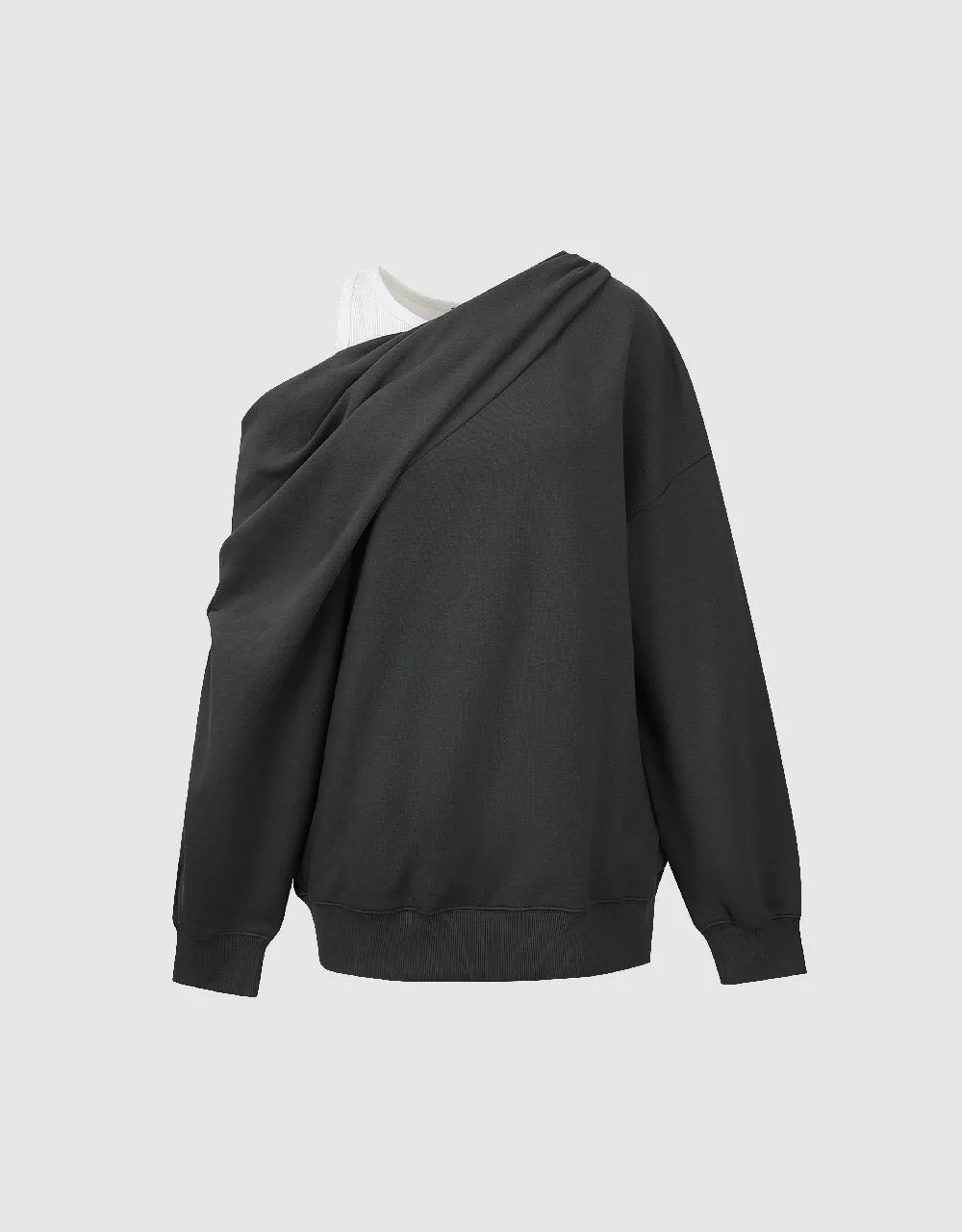 Drop Shoulder Sleeve Crew Neck Loose Sweatshirt sold by Urban Revivo