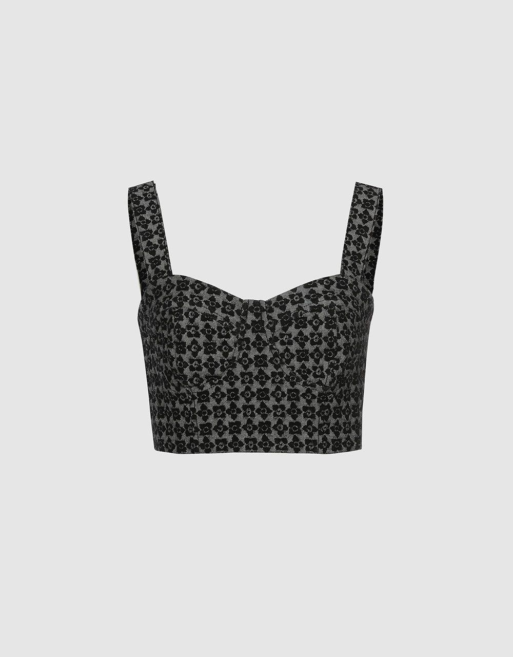 Allover Print Bustier Denim Cami Top sold by Urban Revivo
