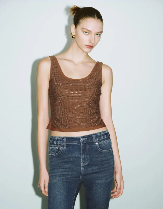 U Neck Skinny Knitted Tank Top sold by Urban Revivo