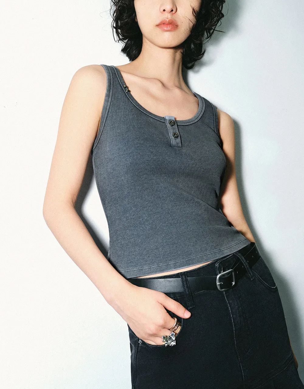 U Neck Knitted Tank Top sold by Urban Revivo product image thumbnail 2