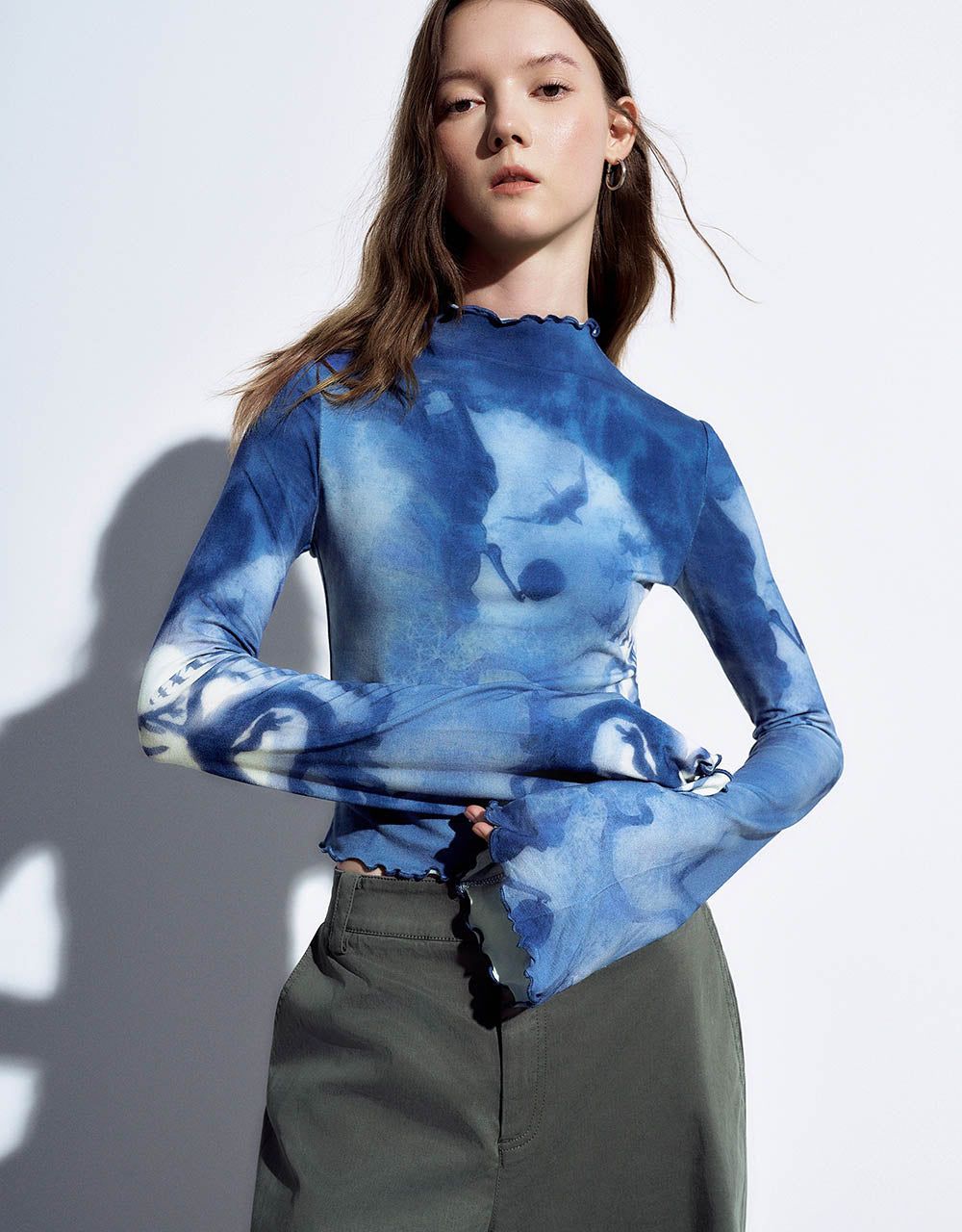 Printed Stand Collar Skinny T-Shirt sold by Urban Revivo product image thumbnail 3