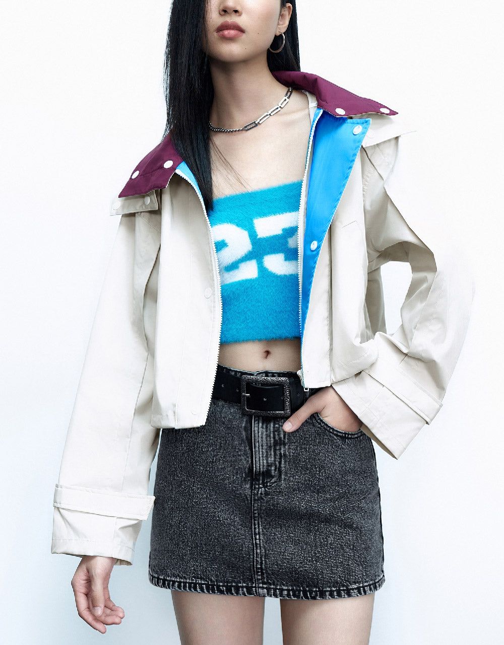 Hooded Raglan Sleeve Jacket sold by Urban Revivo product image thumbnail 2