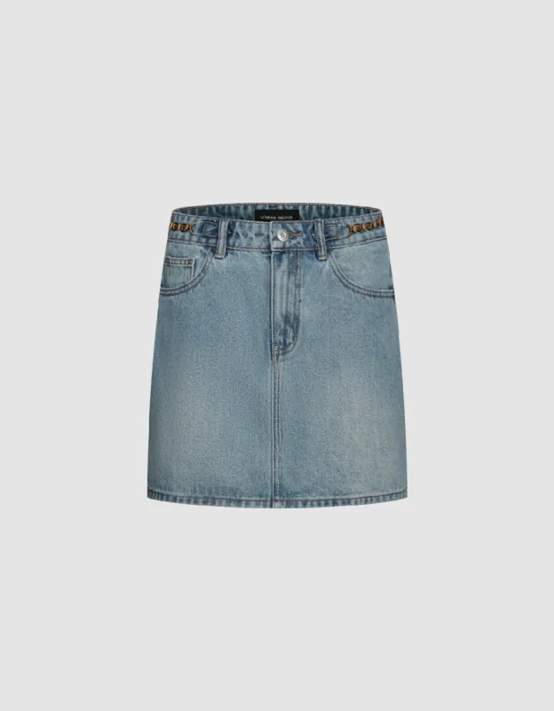 Mini Straight Denim Skirt sold by Urban Revivo