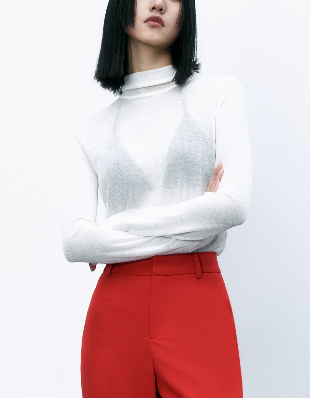 Stand Collar Knitted T-Shirt sold by Urban Revivo product image thumbnail 2