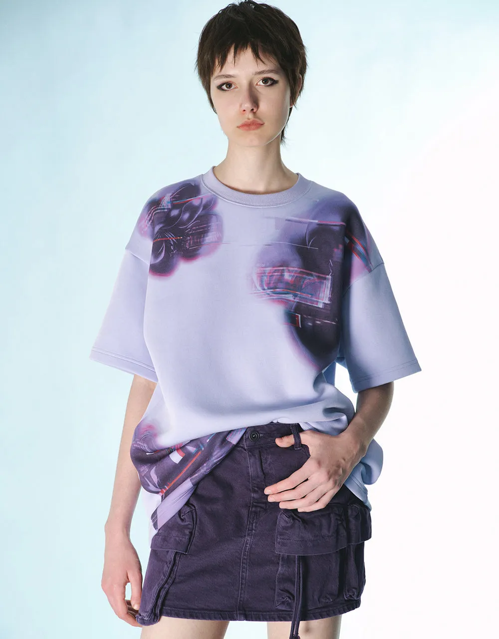 Printed Crew Neck Loose T-Shirt sold by Urban Revivo