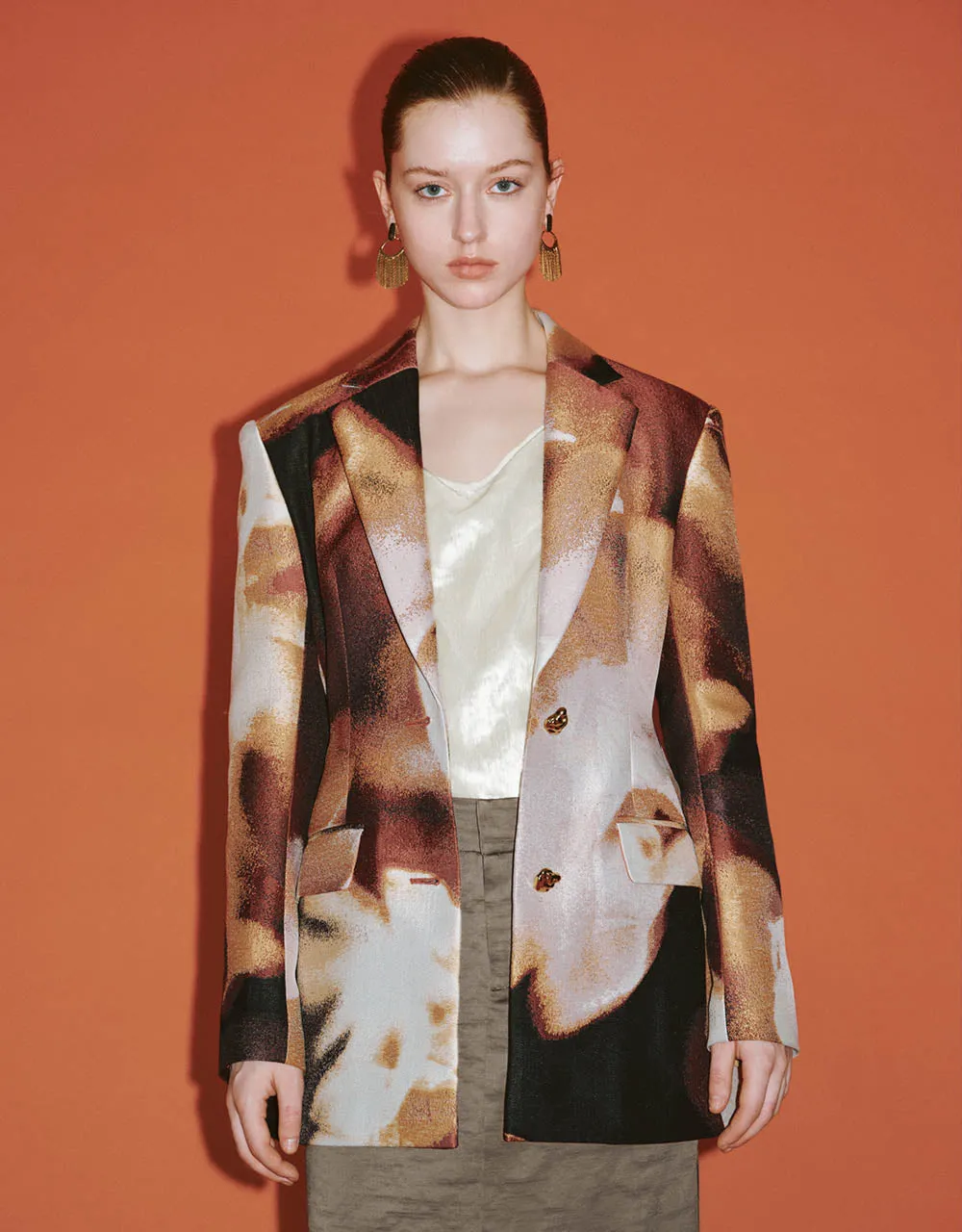 Printed Notch Lapel Tailored Blazer sold by Urban Revivo