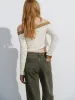 Zipper Front Off-Shoulder Knitted Cardigan sold by Urban Revivo