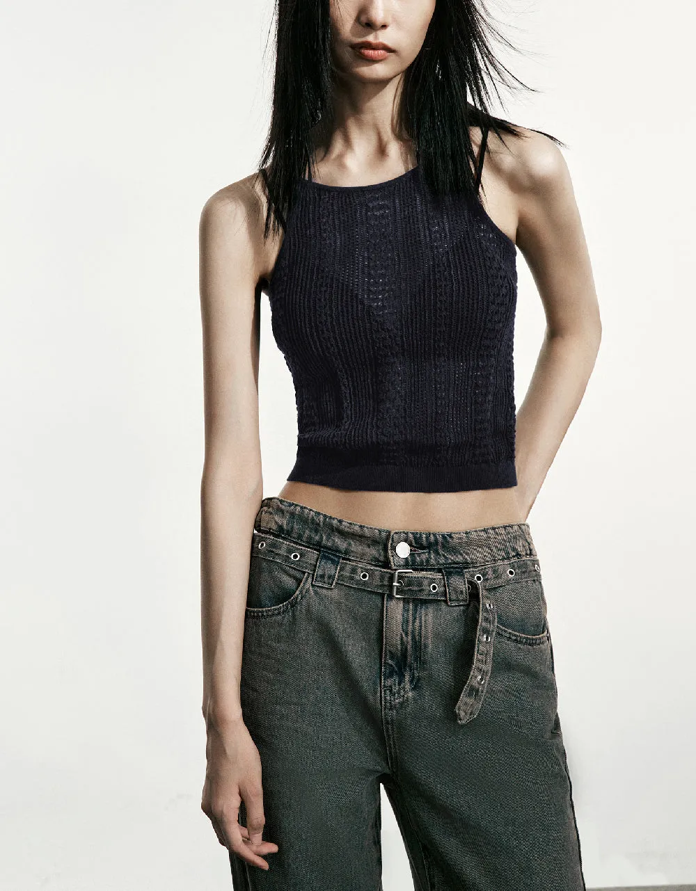 Sleeveless Crew Neck Knitted Tank Top sold by Urban Revivo product image thumbnail 2