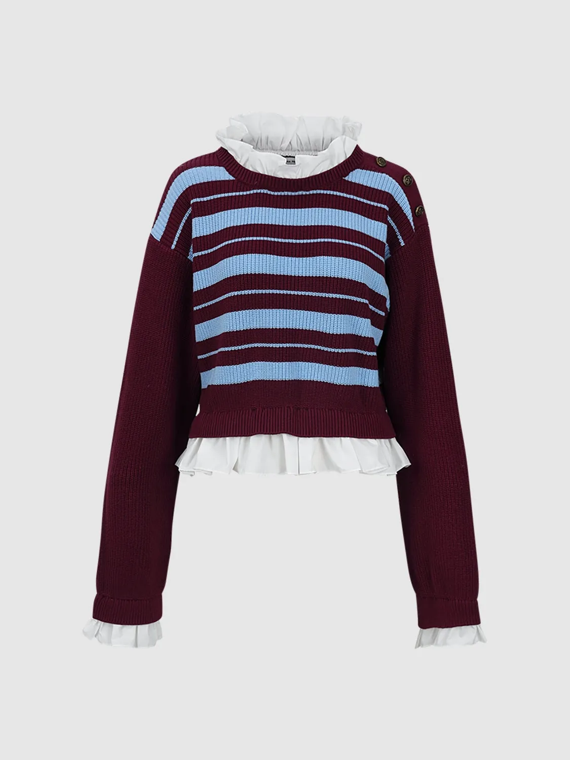Striped Crew Neck Loose Knitted T-Shirt sold by Urban Revivo product image thumbnail 2