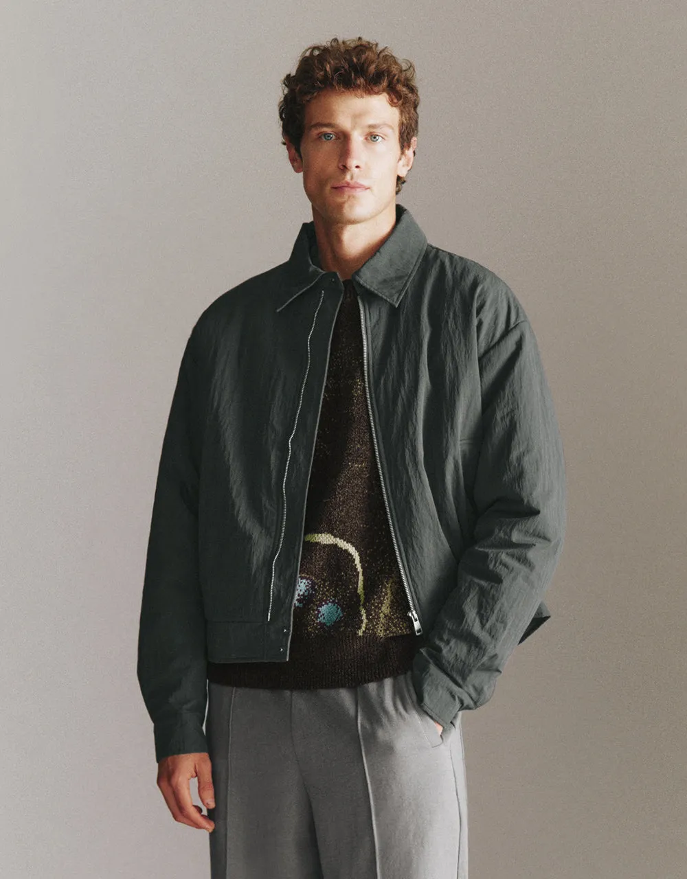 Zipper Front Straight Padded Coat sold by Urban Revivo