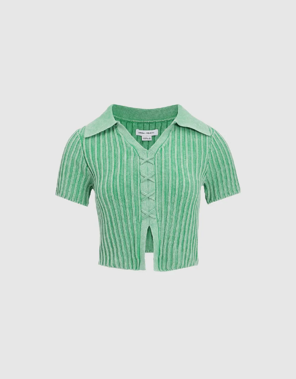 Split Hem Lapel Knitted T-Shirt sold by Urban Revivo