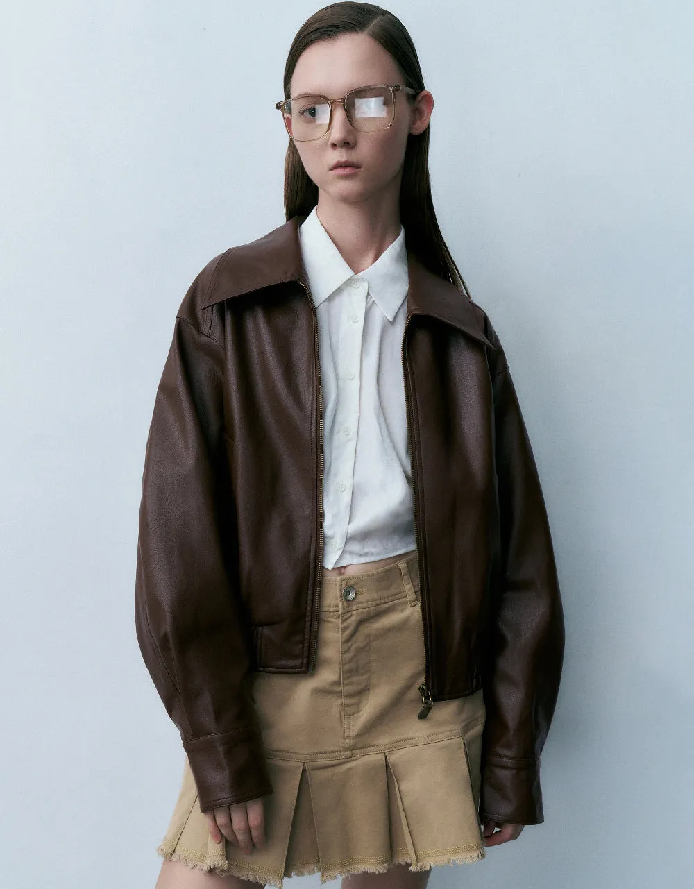 Zipper Front Vegan Leather Straight Jacket sold by Urban Revivo